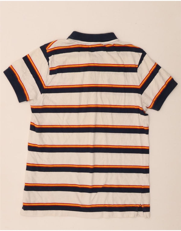 Ellesse Mens Polo Shirt Small White Striped Cotton