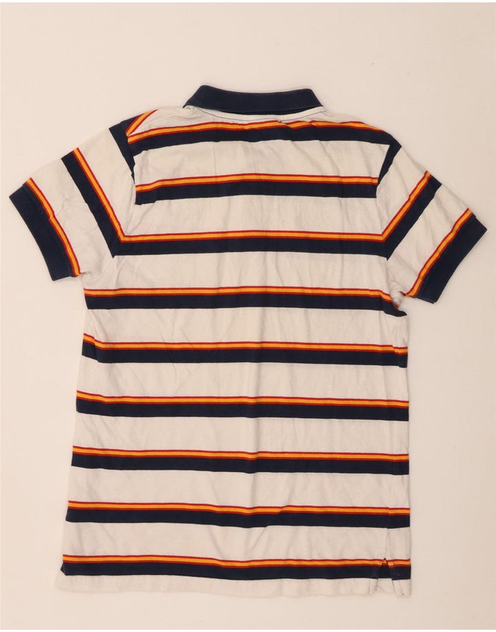 Ellesse Mens Polo Shirt Small White Striped Cotton