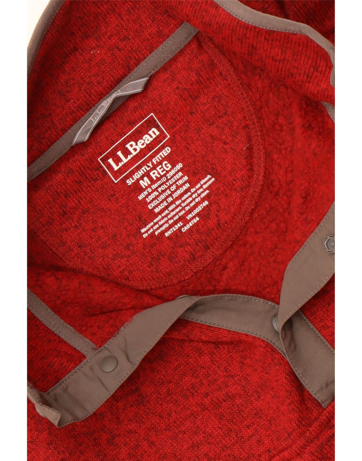 L.L.Bean Mens Button Neck Sweatshirt Jumper Medium Maroon Polyester