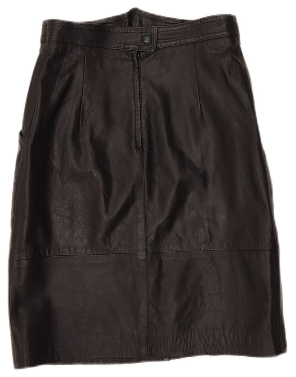 Vintage Womens Leather Skirt IT 42 Medium W27  Black