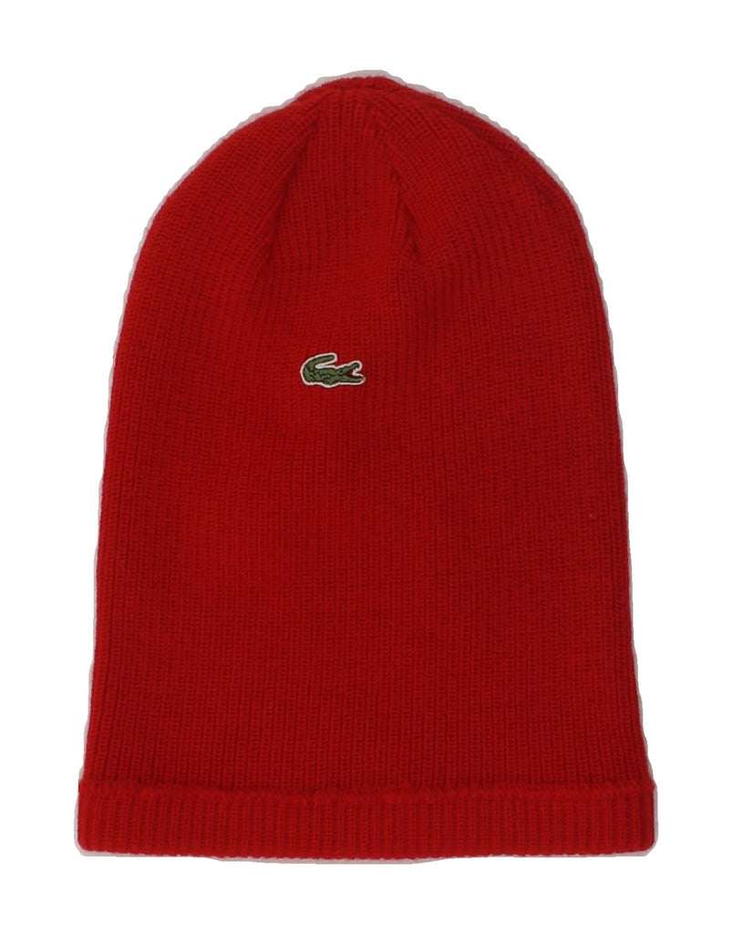 LACOSTE Mens Beanie Hat One Size Red Merino Wool | Vintage Lacoste | Thrift | Second-Hand Lacoste | Used Clothing | Messina Hembry 