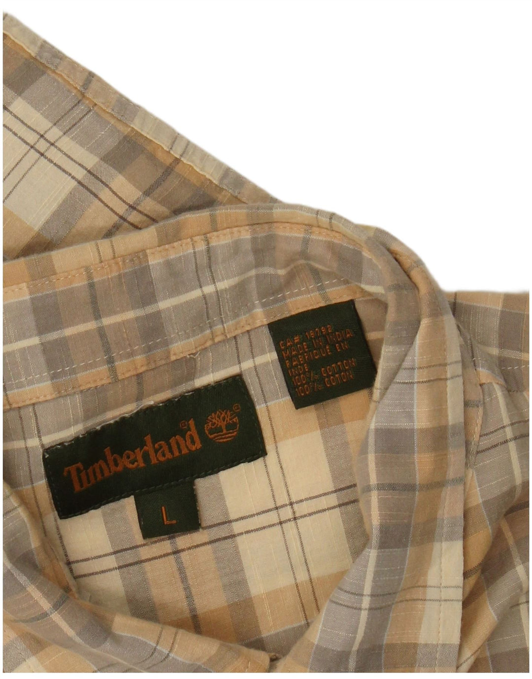 Timberland Mens Short Sleeve Shirt Large Yellow Check Cotton