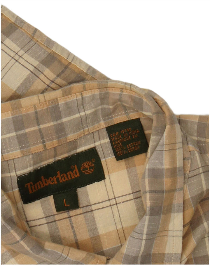 Timberland Mens Short Sleeve Shirt Large Yellow Check Cotton