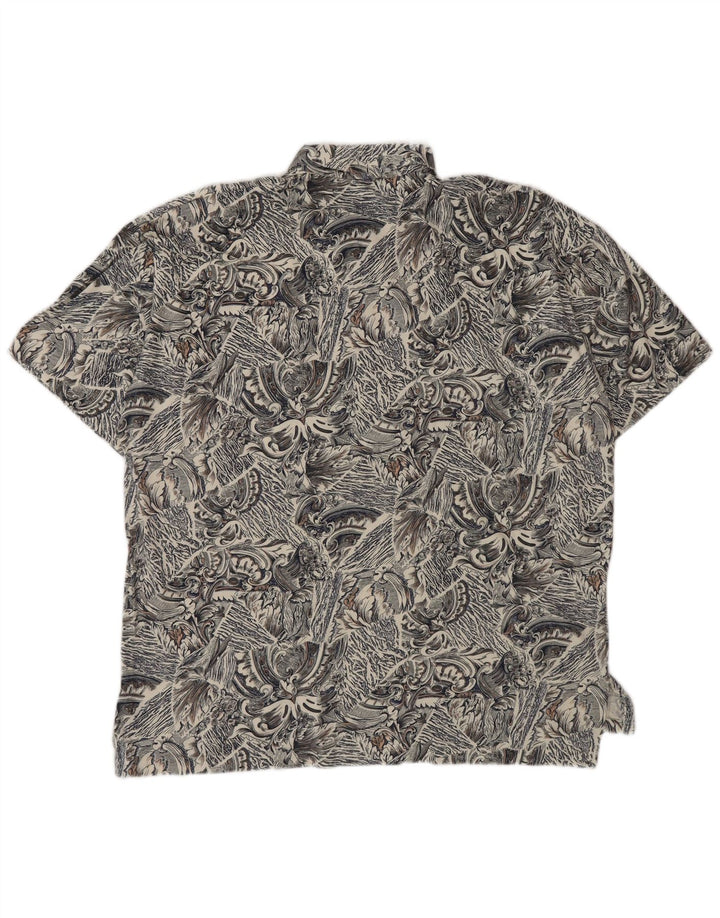 Manuel Ritz Mens Short Sleeve Pullover Shirt IT 50 Medium Grey Paisley