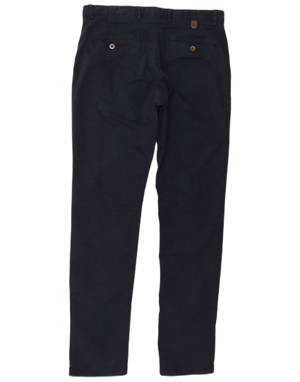 Massimo Dutti Mens Slim Fit Chino Trousers EU 44 Large W34 L33 Navy Blue