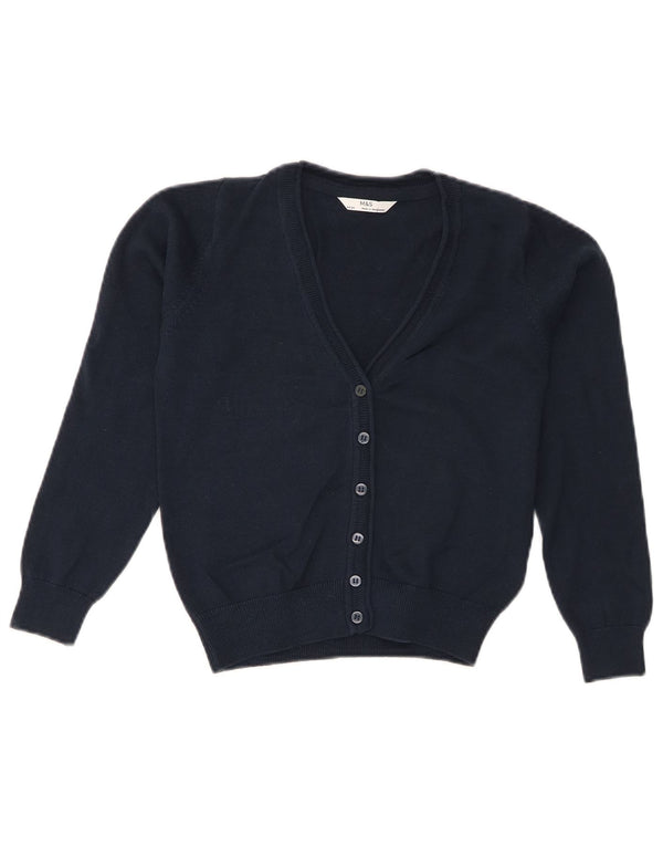 Marks & Spencer Girls Cardigan Sweater 8-9 Years Navy Blue Cotton