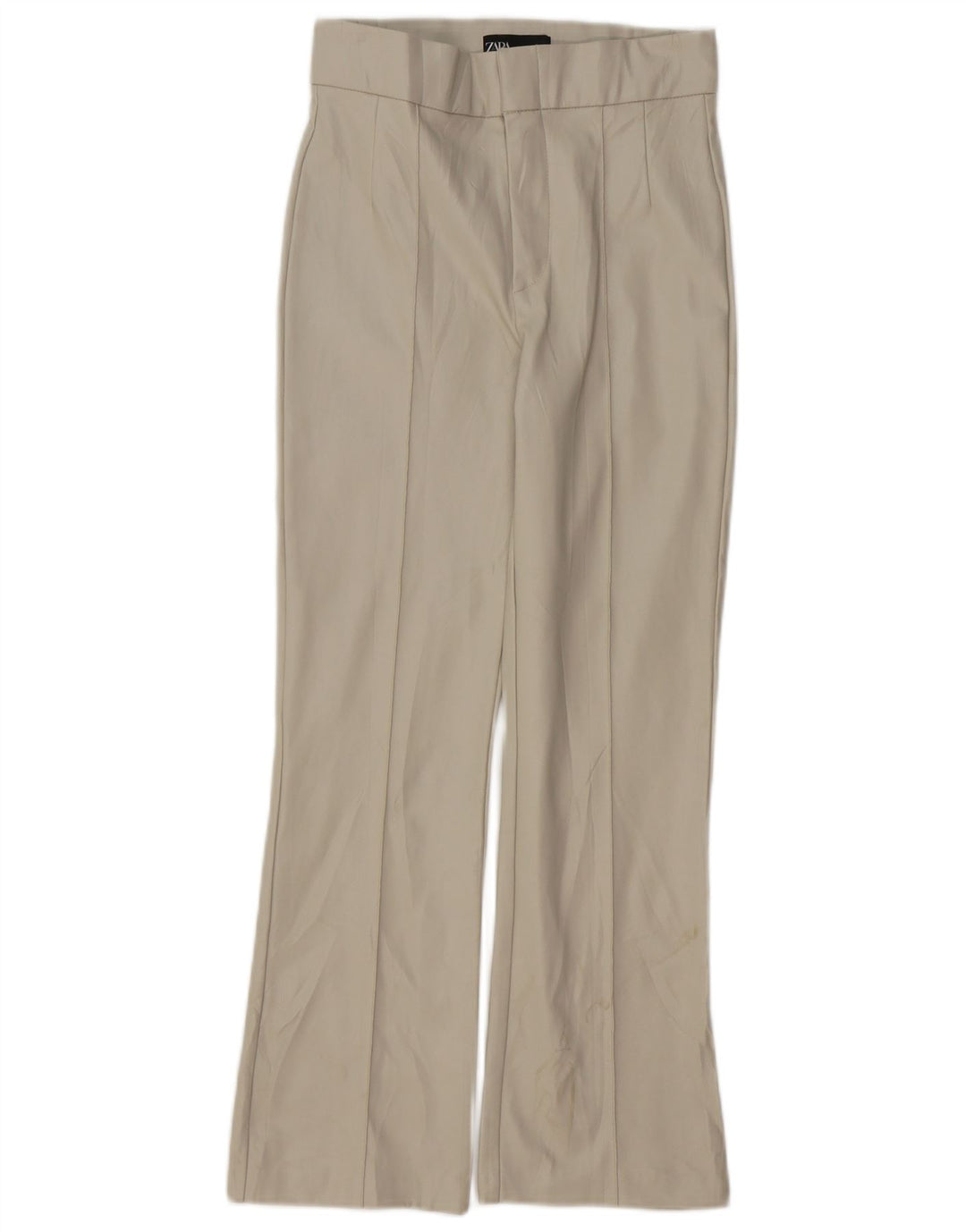 ZARA Womens Faux Leather Bootcut Trousers Small W26 L26 Beige Polyamide