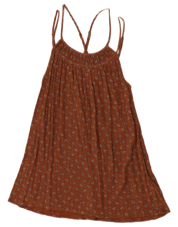 Fat Face Womens Halter Dress UK 6 XS Brown Floral Viscose