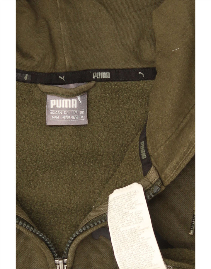 Puma Mens Graphic Zip Hoodie Sweater Medium Khaki Cotton