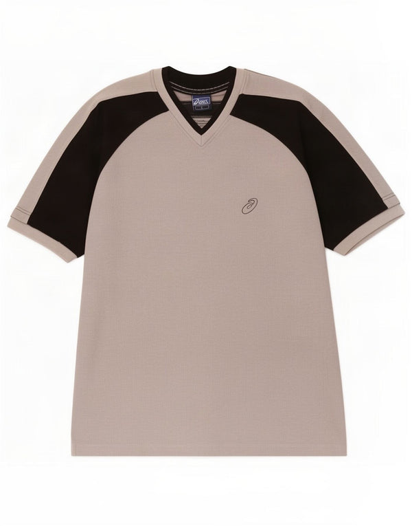 Asics Mens T-Shirt Top Large Grey Colourblock Cotton