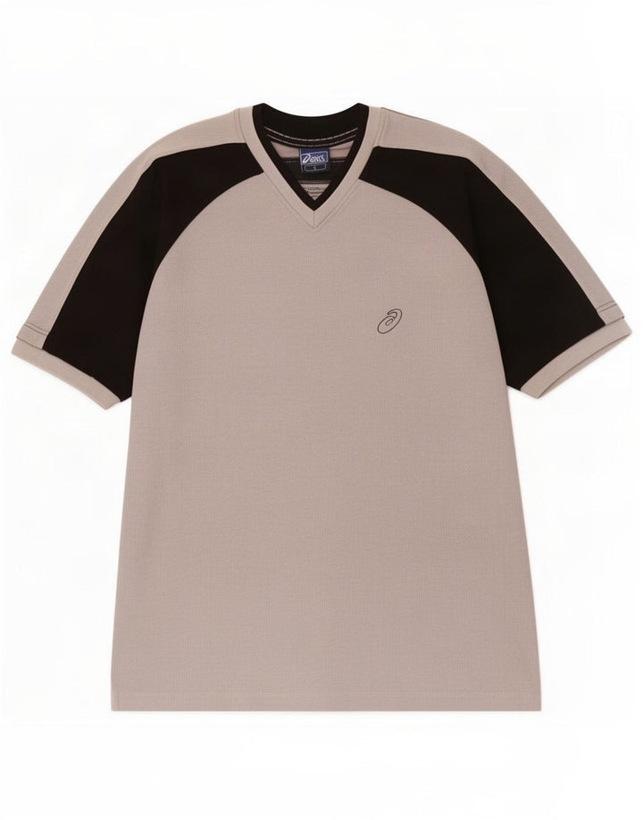 Asics Mens T-Shirt Top Large Grey Colourblock Cotton