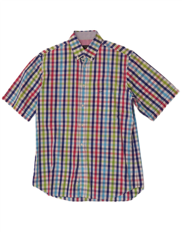 Paul & Shark Mens Short Sleeve Shirt Size 41 Large Multicoloured Gingham