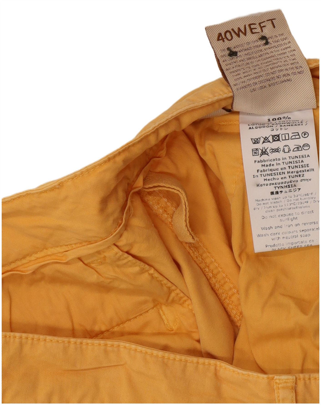 40Weft Mens Cargo Shorts IT 56 3XL W40  Yellow Cotton