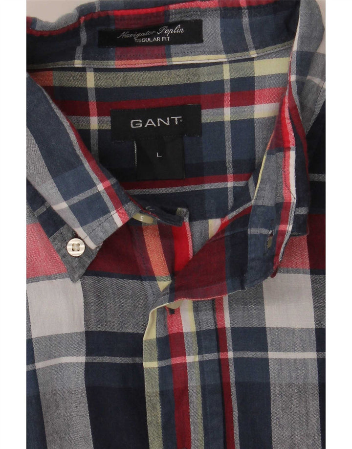 Gant Mens Regular Fit Shirt Large Navy Blue Check