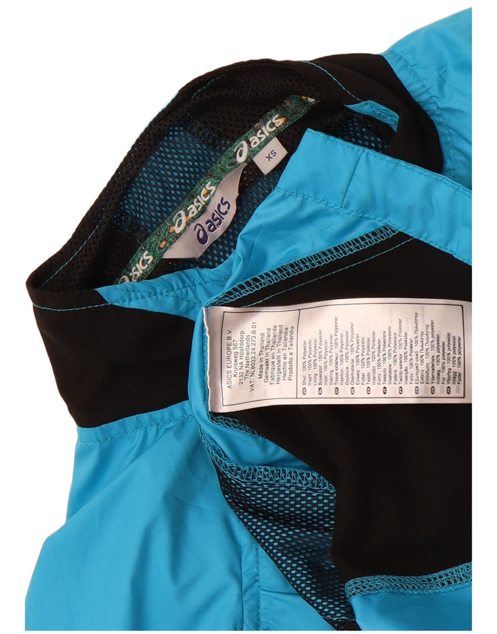Asics Womens Tracksuit Top Jacket UK 6 XS Blue Colourblock Polyester