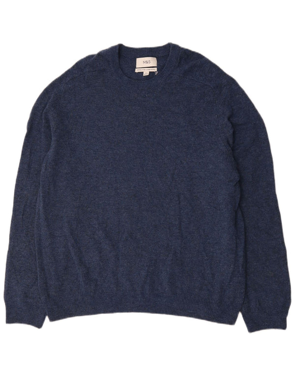 Marks & Spencer Mens Crew Neck Jumper Sweater 2XL Navy Blue Flecked