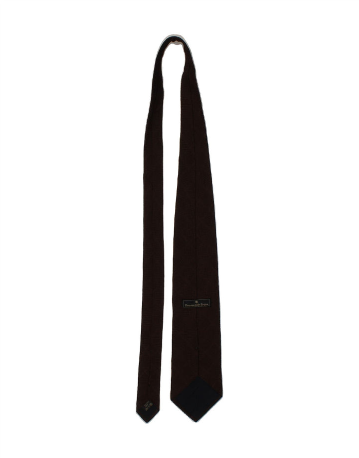 ERMENEGILDO ZEGNA Mens Tie One Size Brown Check Silk Vintage Ermenegildo Zegna and Second-Hand Ermenegildo Zegna from Messina Hembry 