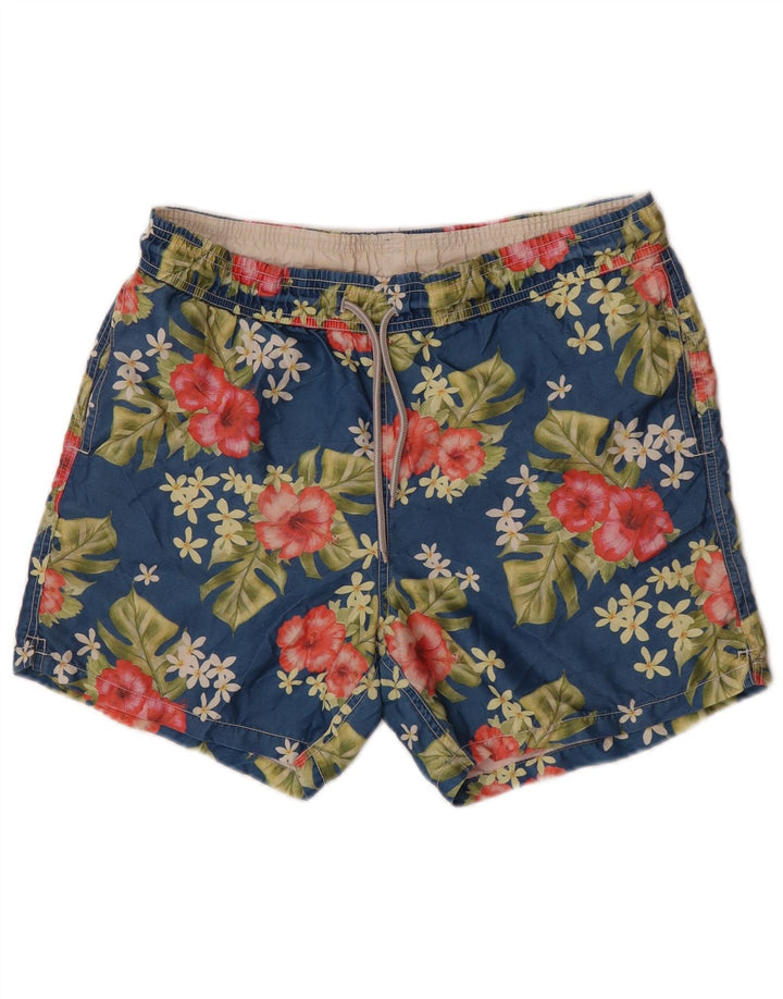 Saint Barth Mens Swimming Shorts Small Blue Floral Polyester