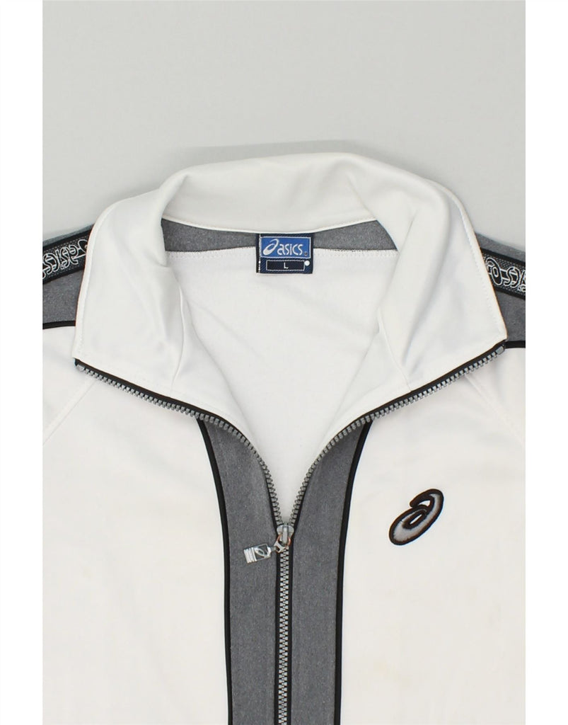 ASICS Mens Graphic Tracksuit Top Jacket Large White Colourblock | Vintage Asics | Thrift | Second-Hand Asics | Used Clothing | Messina Hembry 