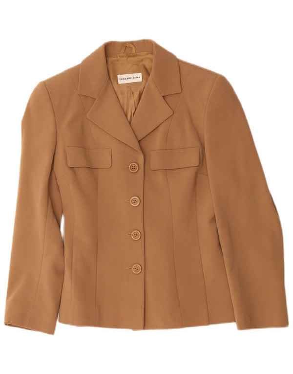Germano Zama Womens 4 Button Blazer Jacket UK 38 Medium Brown