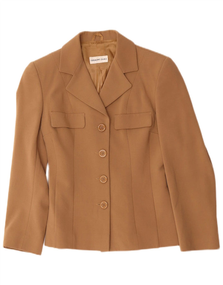 Germano Zama Womens 4 Button Blazer Jacket UK 38 Medium Brown