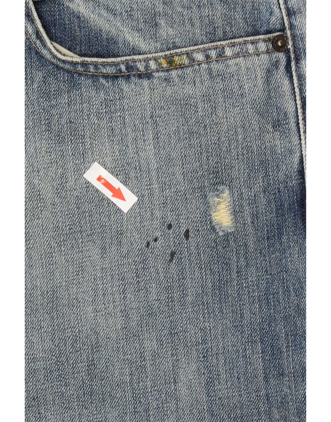 Armani Mens Distressed Straight Jeans W36 L30 Blue Cotton