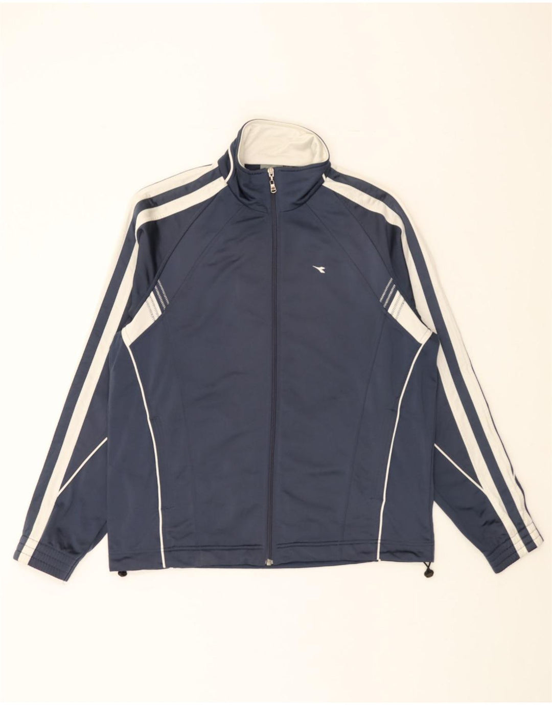DIADORA Mens Tracksuit Top Jacket UK 40 Medium Navy Blue Colourblock Vintage Diadora and Second-Hand Diadora from Messina Hembry 