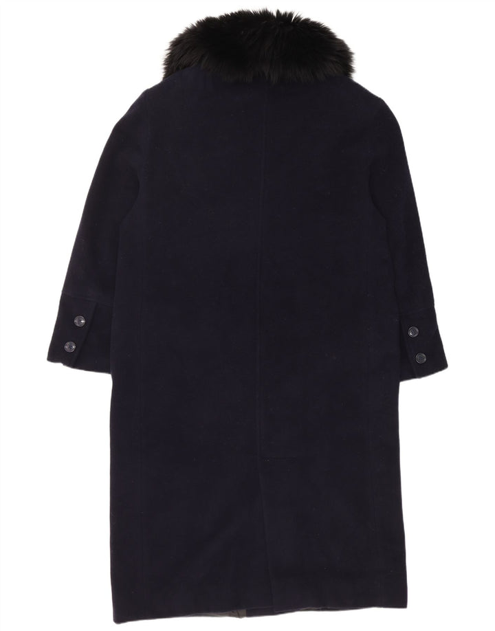 Vintage Womens Double Breasted Coat IT 48 XL Navy Blue Wool