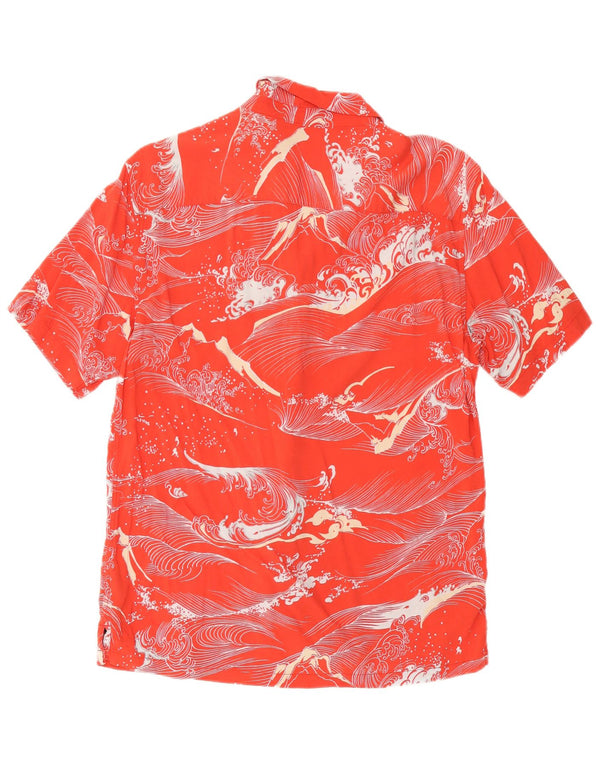 All Saints Mens Abstract Pattern Short Sleeve Shirt Medium Red Hawaiian