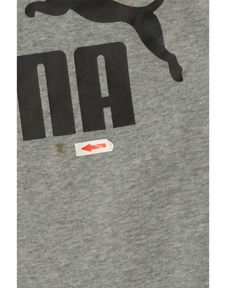 Puma Boys Graphic Sweatshirt Jumper 15-16 Years Grey Flecked Cotton