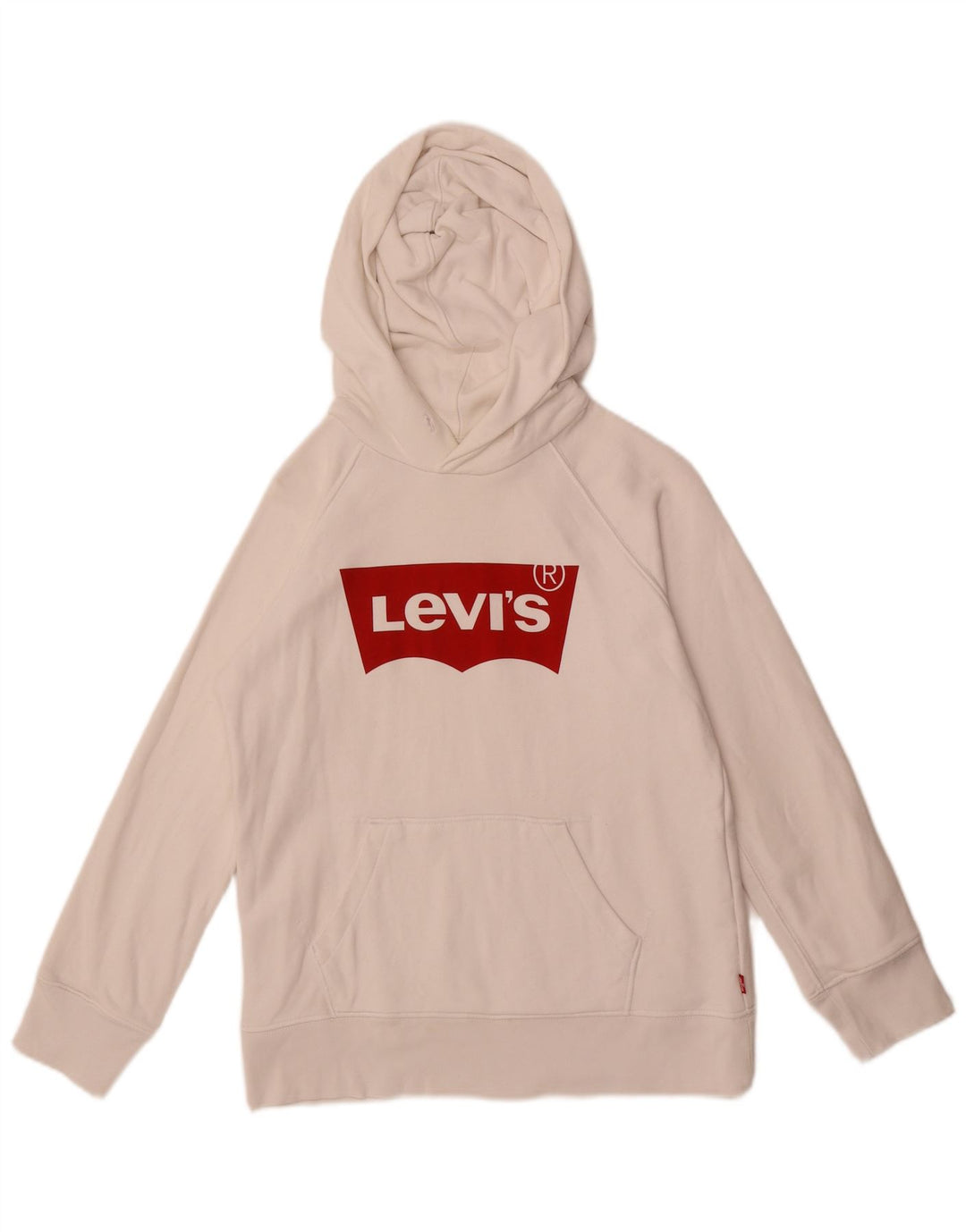LEVI'S Womens Graphic Hoodie Jumper UK 2 2XS White Cotton