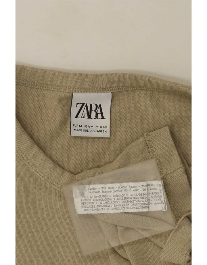 Zara Mens T-Shirt Top Medium Beige Cotton