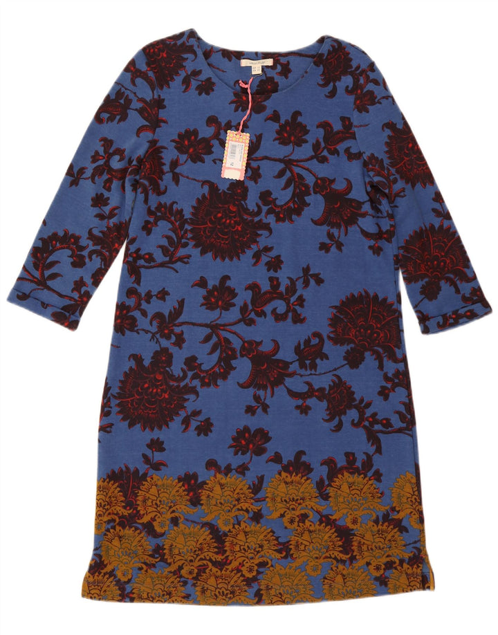 WHITE STUFF Womens 3/4 Sleeve Sheath Dress UK 12 Medium Blue Floral