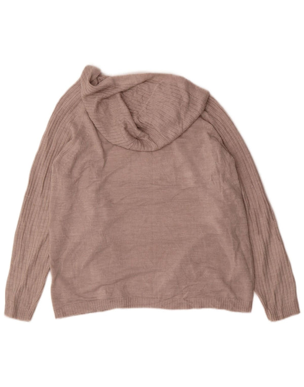 Marks & Spencer Womens Hooded Open Cardigan Sweater UK 14 Medium Beige