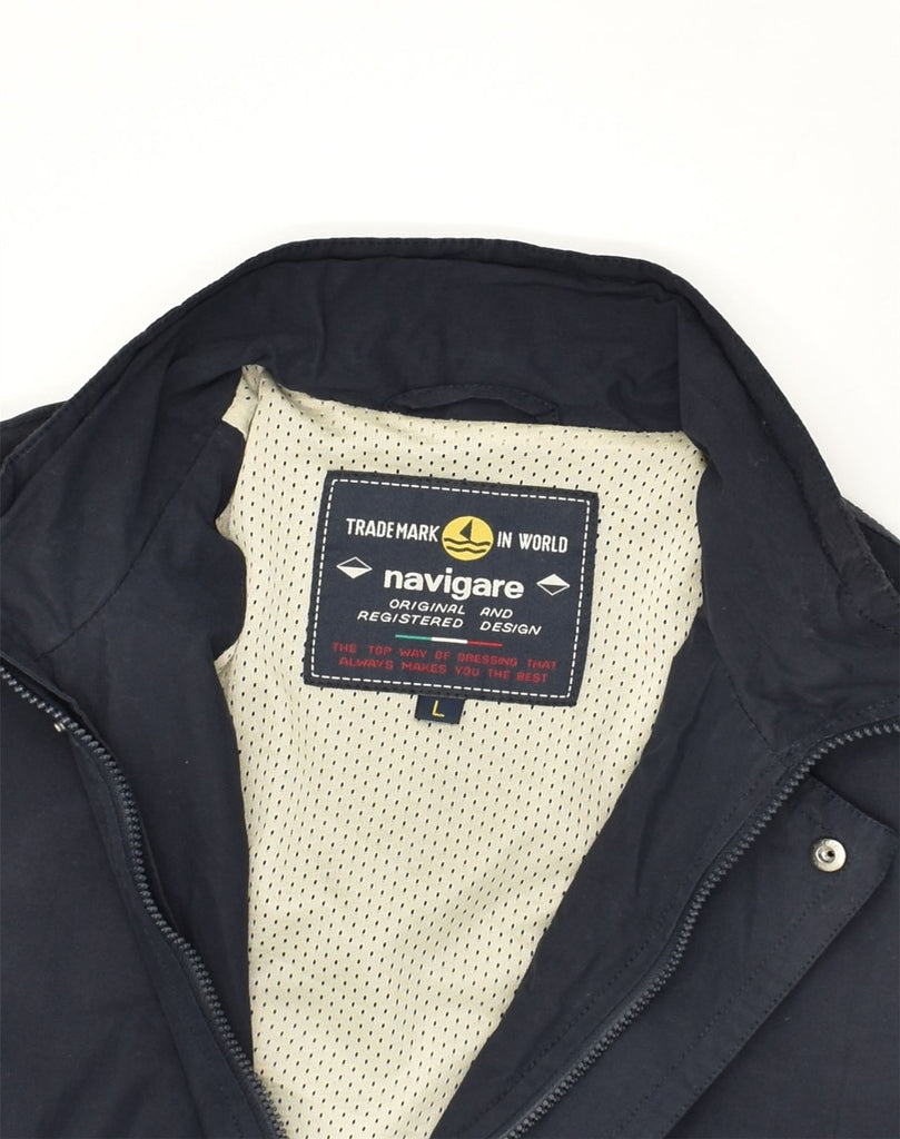 NAVIGARE Mens Utility Jacket UK 40 Large Navy Blue Cotton | Vintage Navigare | Thrift | Second-Hand Navigare | Used Clothing | Messina Hembry 