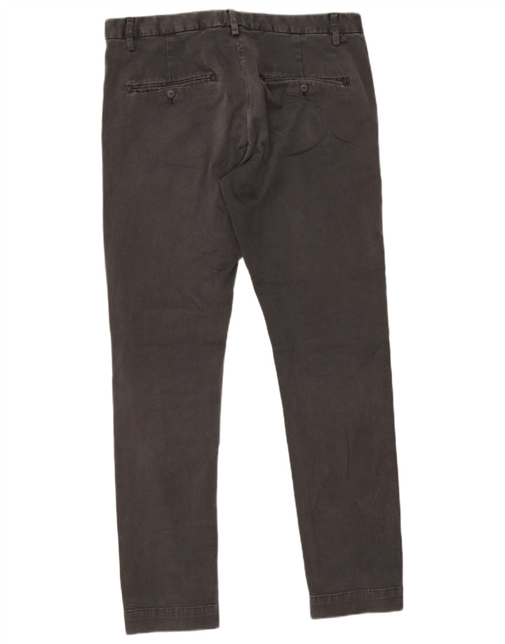 Dondup Mens Slim Chino Trousers W36 L31 Grey Cotton