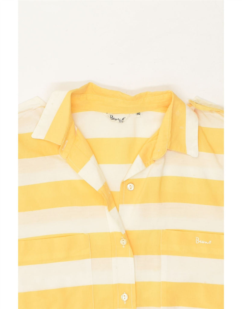 VINTAGE Womens Short Sleeve Shirt IT 46 Large Yellow Striped Cotton | Vintage Vintage | Thrift | Second-Hand Vintage | Used Clothing | Messina Hembry 