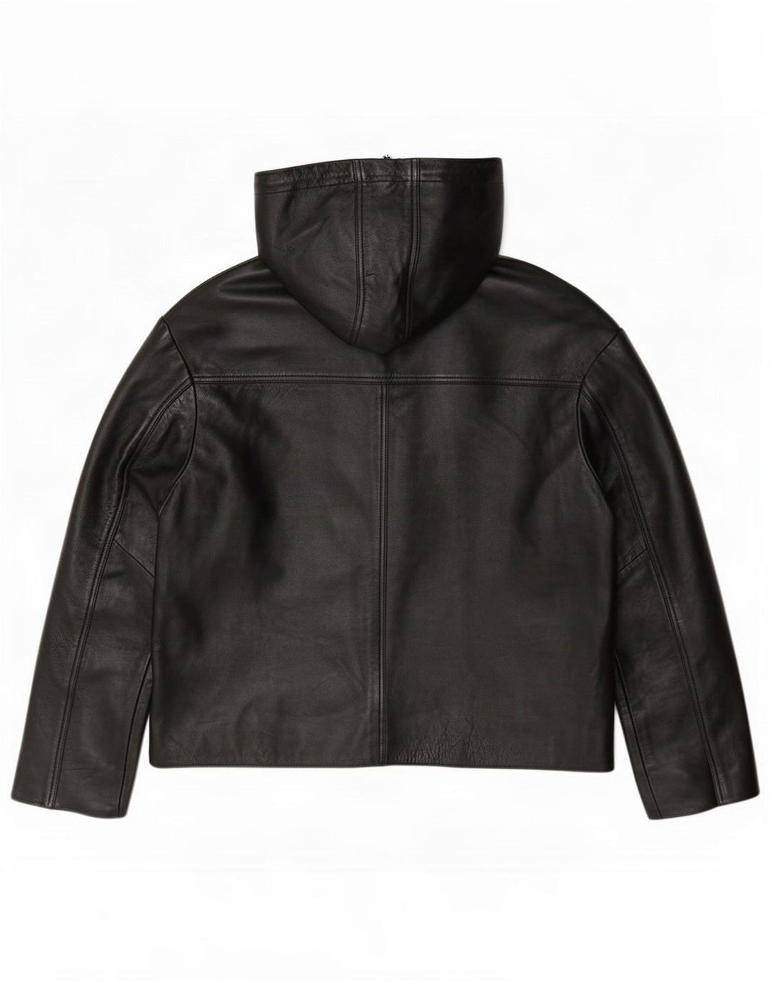 Selected Femme Womens Hooded Leather Jacket EU 38 Medium Black