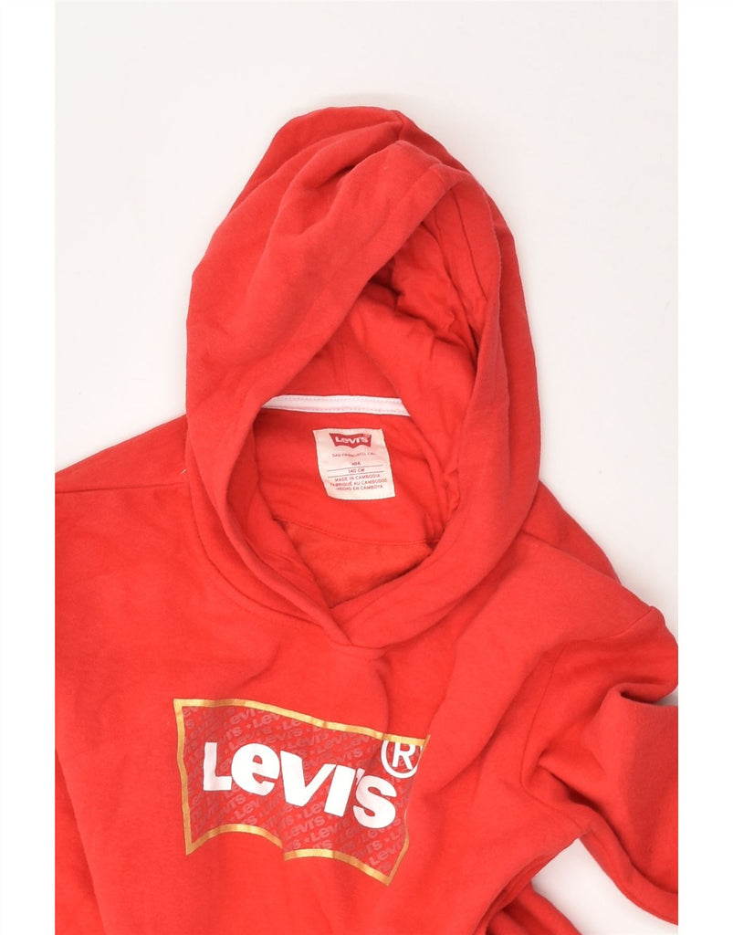 LEVI'S Girls Graphic Hoodie Jumper 9-10 Years Red Cotton | Vintage Levi's | Thrift | Second-Hand Levi's | Used Clothing | Messina Hembry 