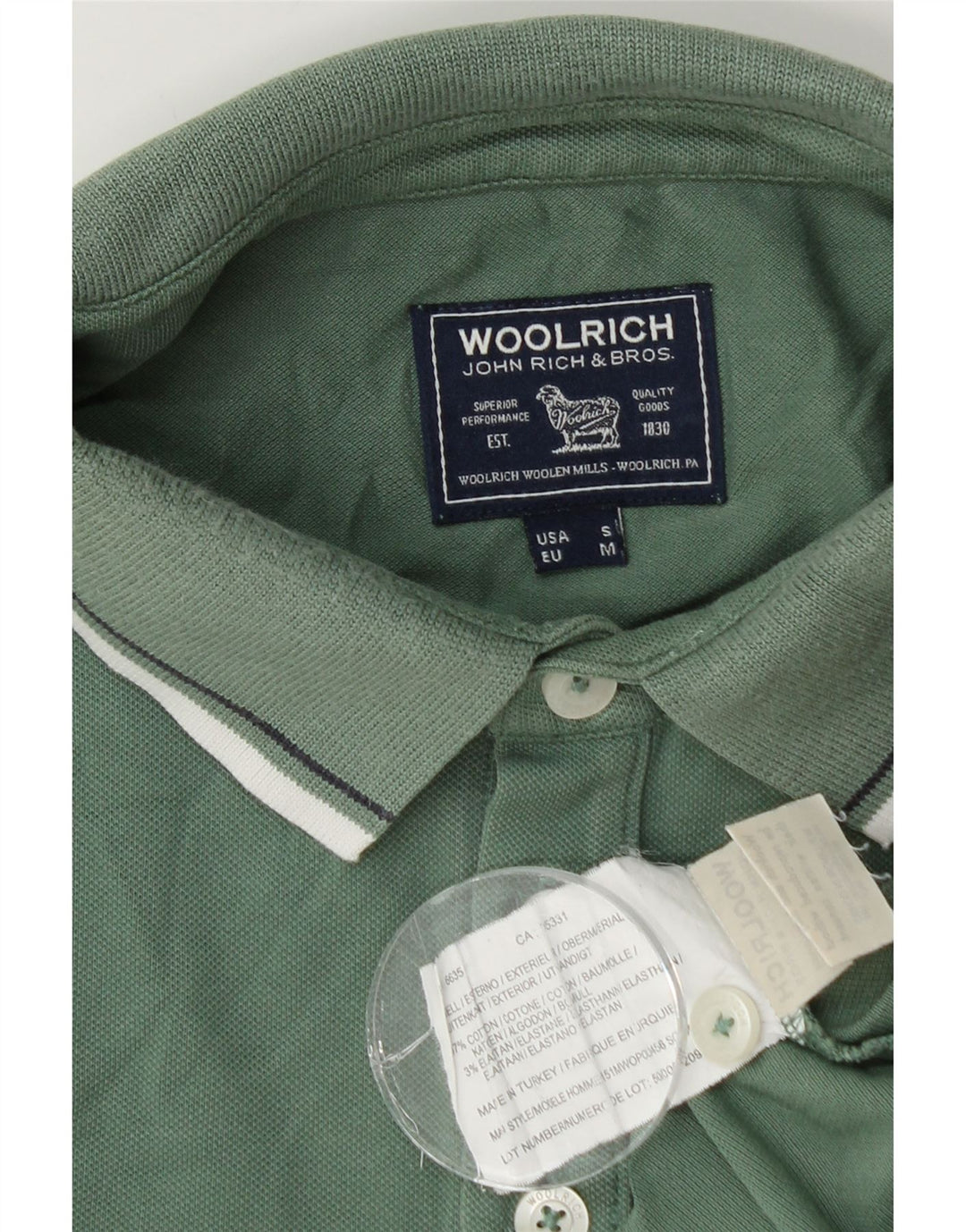 Woolrich Mens Polo Shirt Medium Green Cotton