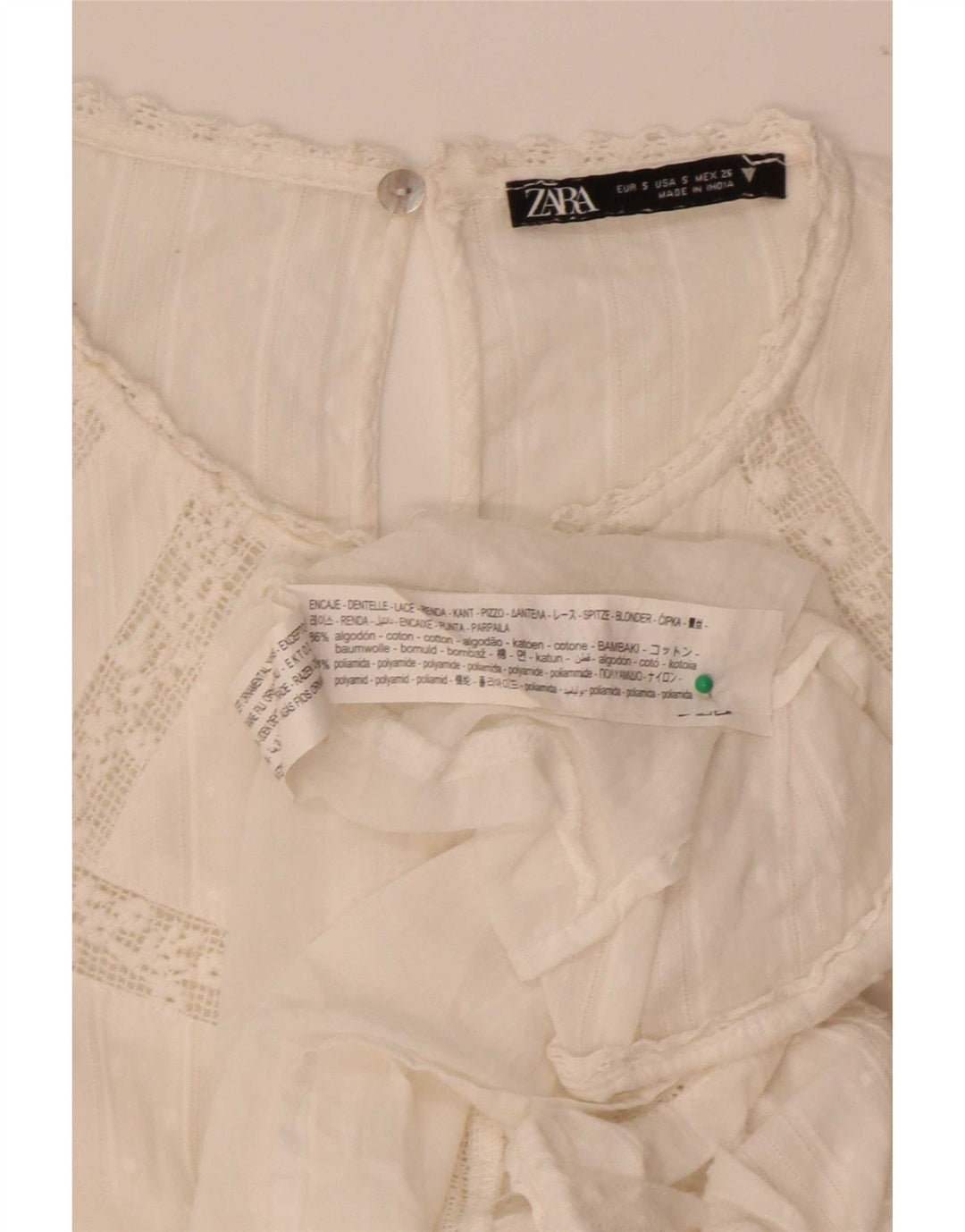Zara Womens Tiered Dress UK 10 Small White Cotton