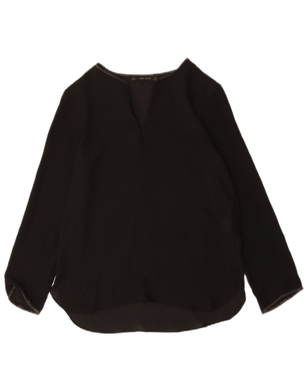 Zara Womens Top Long Sleeve UK 10 Small Black Polyester