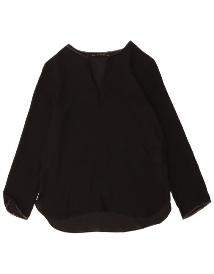 Zara Womens Top Long Sleeve UK 10 Small Black Polyester