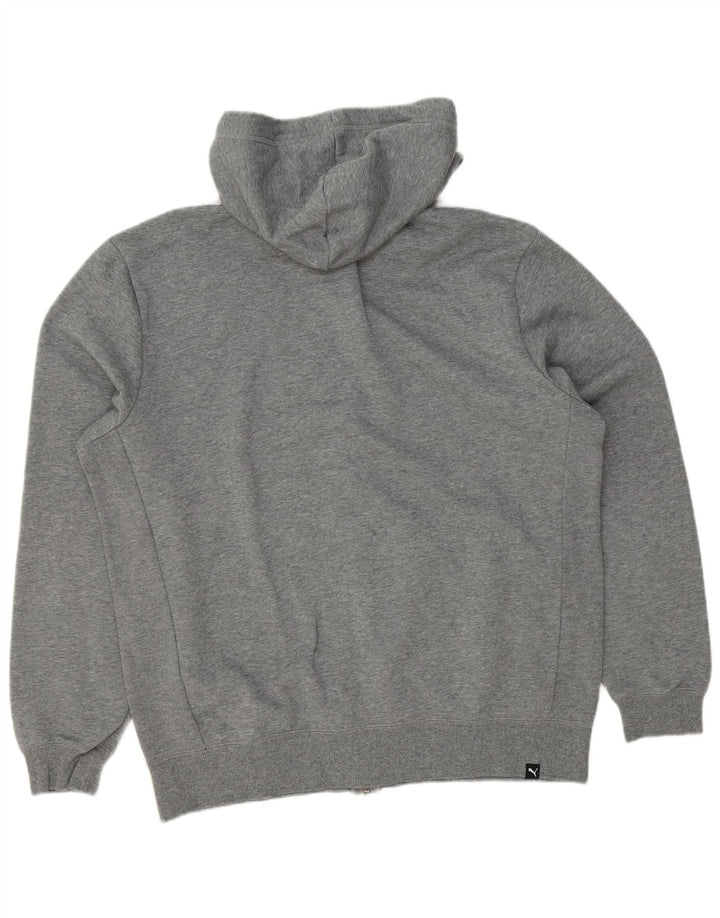 PUMA Mens Graphic Zip Hoodie Sweater Large Grey Cotton