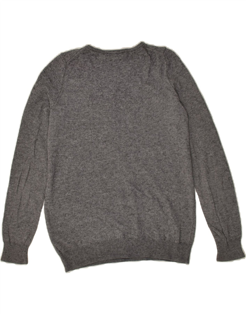 TOMMY HILFIGER Womens V-Neck Jumper Sweater UK 10 Small Grey Wool | Vintage Tommy Hilfiger | Thrift | Second-Hand Tommy Hilfiger | Used Clothing | Messina Hembry 