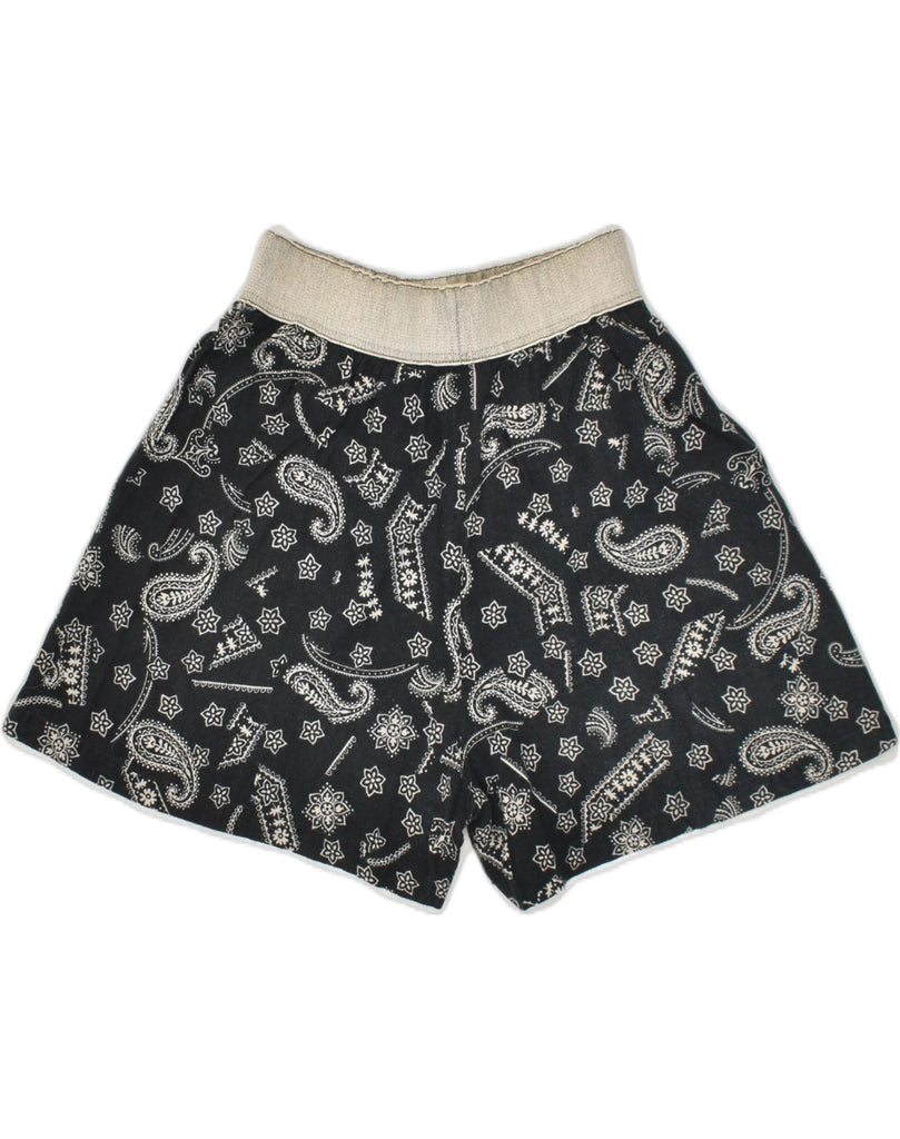 BELFE Womens Casual Shorts UK 16 Large W32 Black Paisley Cotton | Vintage Belfe | Thrift | Second-Hand Belfe | Used Clothing | Messina Hembry 