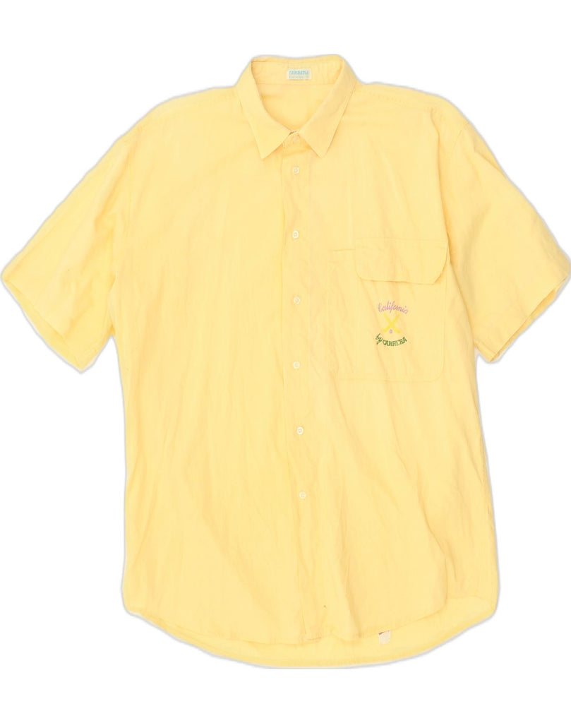 CARRERA Mens Short Sleeve Shirt Medium Yellow Cotton | Vintage Carrera | Thrift | Second-Hand Carrera | Used Clothing | Messina Hembry 