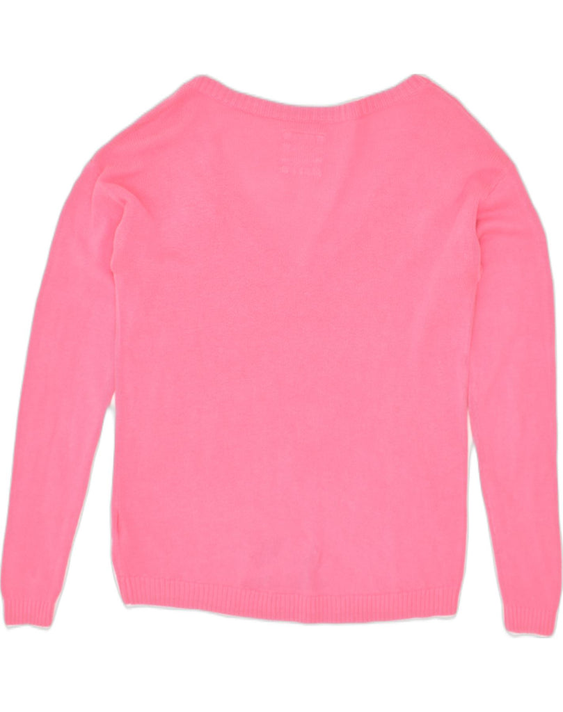 HOLLISTER Womens V-Neck Jumper Sweater UK 14 Medium Pink Cotton | Vintage Hollister | Thrift | Second-Hand Hollister | Used Clothing | Messina Hembry 