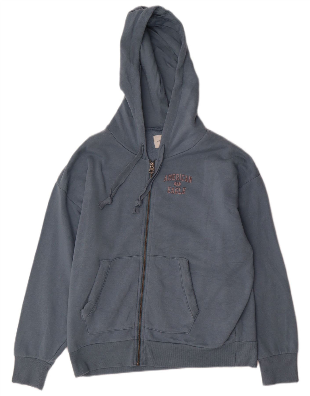 AMERICAN EAGLE Mens Loose Fit Zip Hoodie Sweater Small Blue Cotton