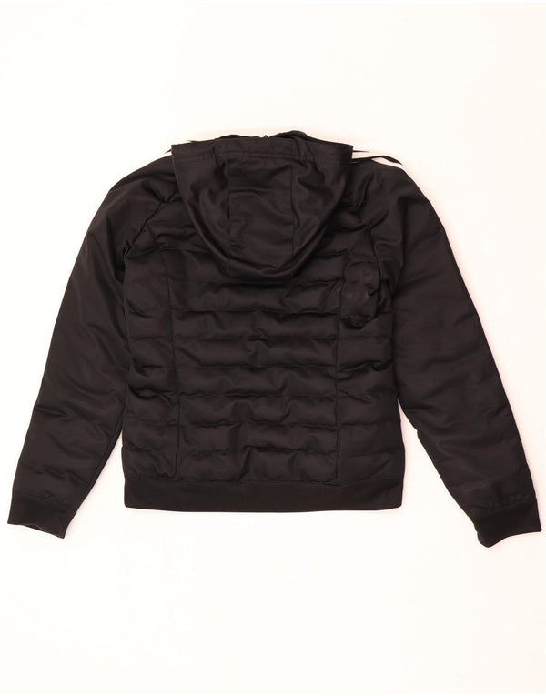 Adidas Womens Hooded Padded Jacket UK 12 Medium Black Polyester